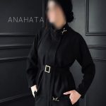 ست مایا مشکی زنانه با طراحی مزونی و یراق طلایی