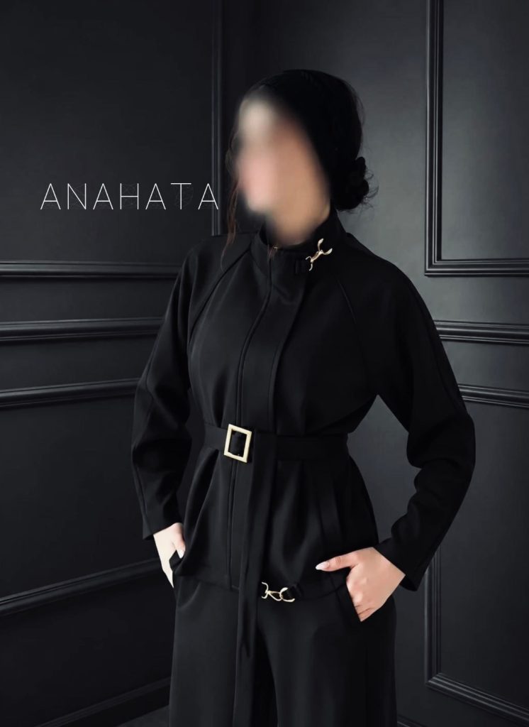 ست مایا مشکی زنانه با طراحی مزونی و یراق طلایی
