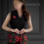 وست چکاوک زنانه با طراحی گل‌دوزی و قد ۶۵ سانتی‌متر