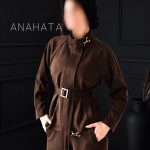 ست مایا شکلاتی زنانه با یراق طلایی و طراحی مزونی آناهاتا